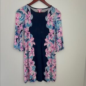 Lilly Pulitzer Denim-Look  Floral Dress Style# 30685 Size XXS